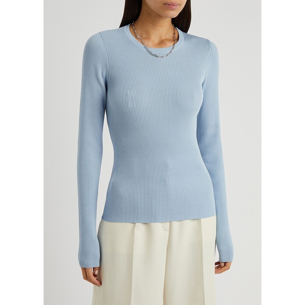 Remain Birger Christensen Basel Knitted Top Ribbed Light Blue Size 36 4 $330